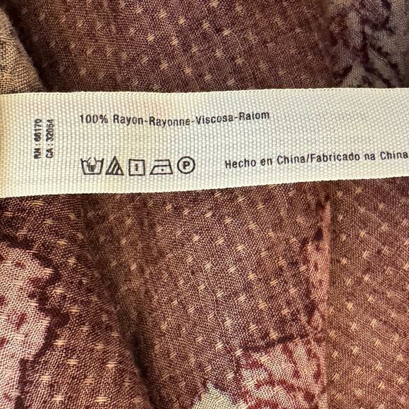 Free People Maroon Paisley Floral Print Dobby Dot Slip Dress Small - Picture 8 of 12